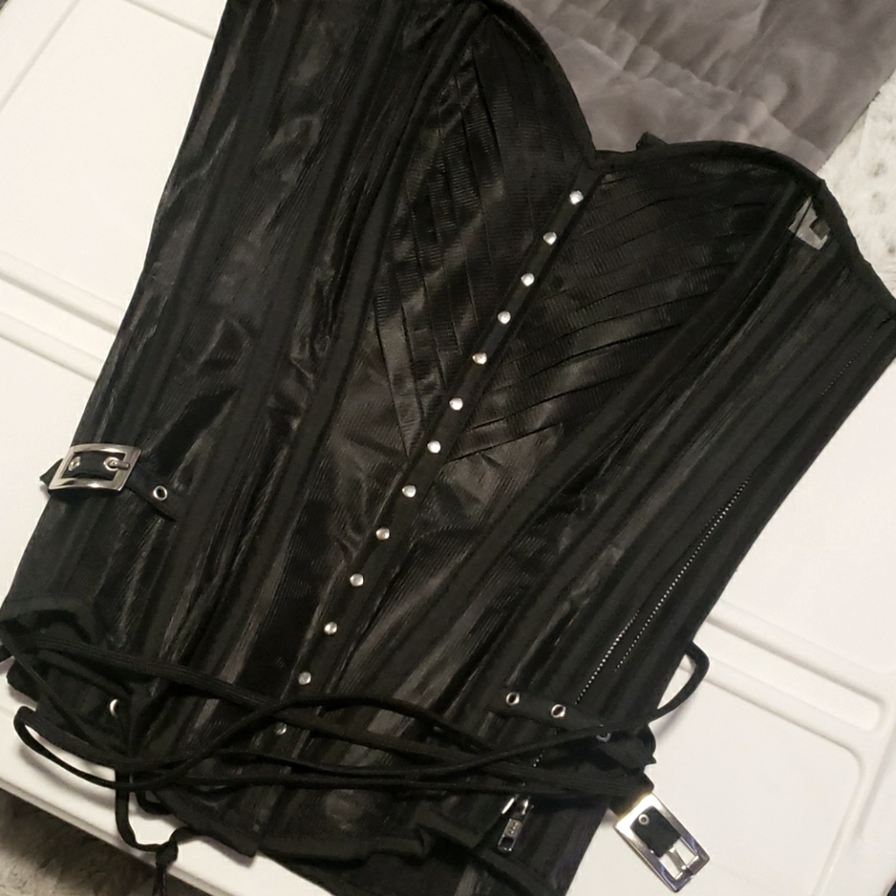 Corset Story black mesh steel boned corset 26"